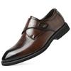Fashion Classic Retro Dress Men's Monk Leather Shoes With Pointed Toe Buckle Business Office Wedding Soft Comfortable Men's Shoes