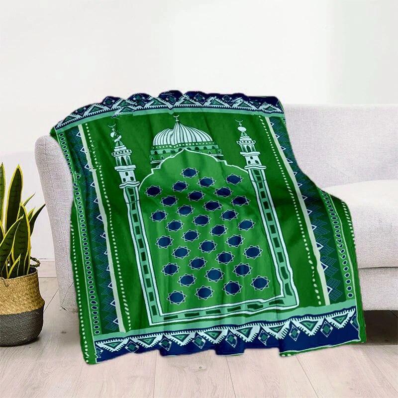Müslüman Namaz HD Yumuşak Peluş Yatak Atma Karikatür Piknik Ince Battaniye Modern Flanel Battaniye Kapak Gedruckt Bettdecke Geschenk