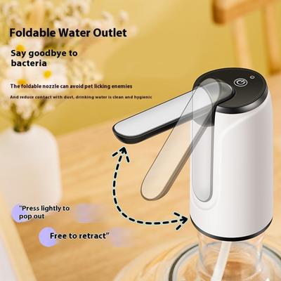 Pompa Erogatore d'Acqua Pieghevole con 3 Modalità di Velocità 1200mAh Pompa Acqua Automatica per Bottiglie da 5 Galloni 600ml Pompa Acqua Erogazione Temporizzata