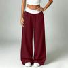 Women's Casual Color Block High Waist Loose Wide Leg Sweatpants