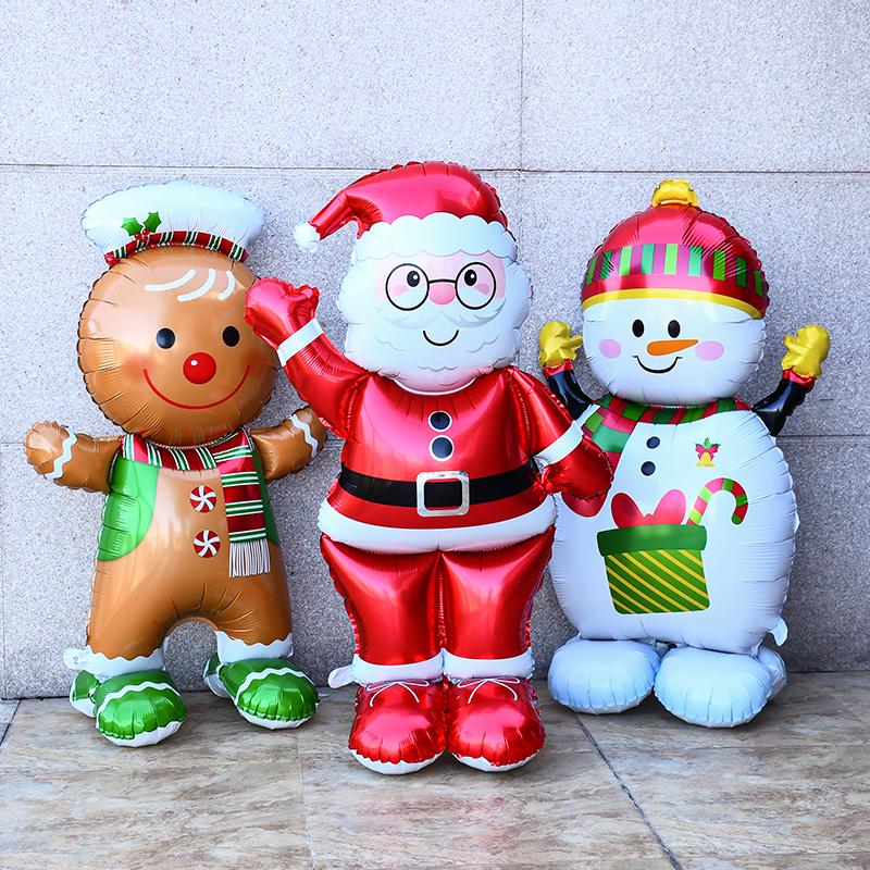 Large Standing Santa Claus Snowman Balloons Christmas Foil Balloon Decoration for Home 2025 New Year Party Supplies Kids Gift