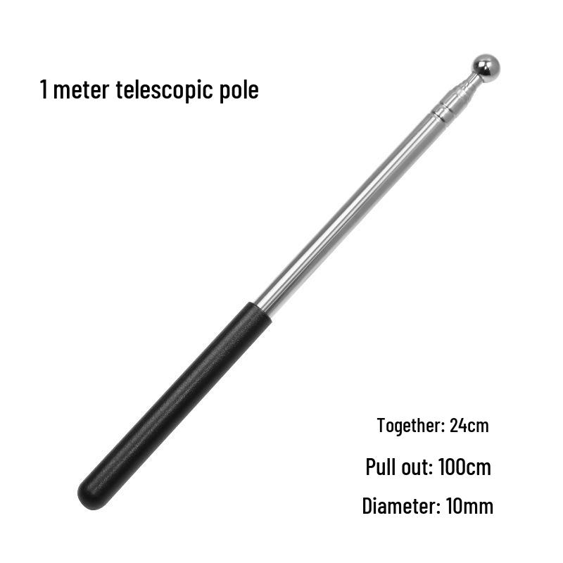 Stainless Steel Telescopic Flagpole & Teaching Pointer, 1.6-3m 1m Black