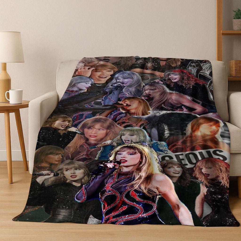 

Fashion T-Taylor T-Swizzle Singer Star Flannel Blanket Soft Warm Throw Blanket for Bed Bedroom Living Room Travel Picnic Gift 75x90cm