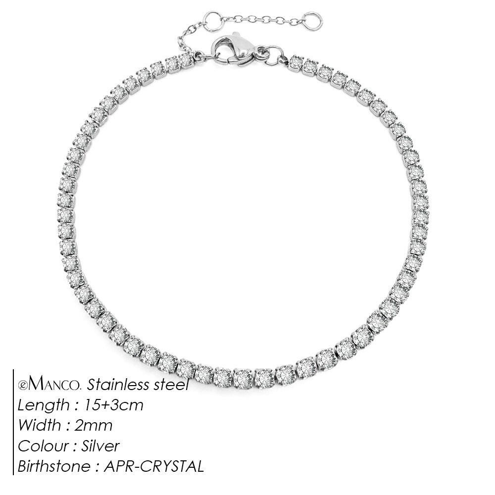 EManco Elegantes Geburtsstein-Tennisarmband mit Zirkonia-Diamanten