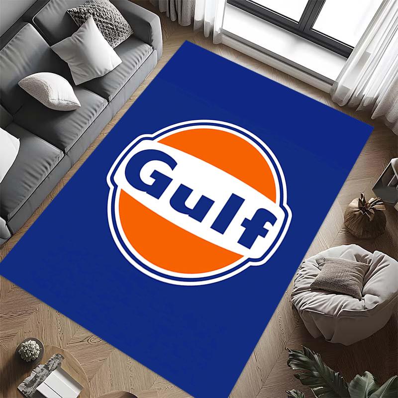 Tappeto con logo Gulf per soggiorno e camera da letto, tappetini per pavimenti, tappetino da bagno artistico, alla moda