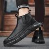 Men's Shoes 2025 New High-top Business Leather Shoes One-pedal Martin Boots Men's Trend Versatile Non-slip and Wear-resistant Tooling Shoes