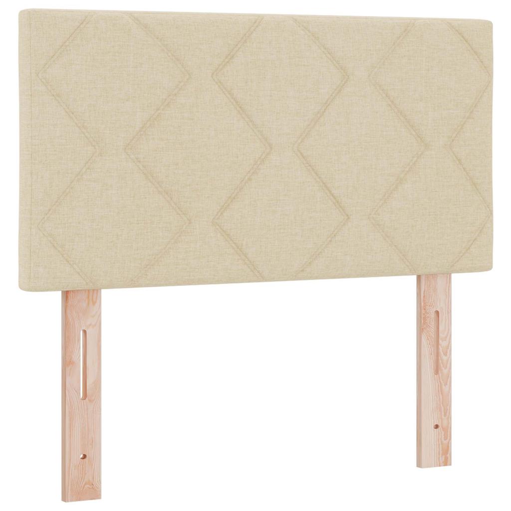 Box Spring Bed with Mattress and Headboard Cream 80 X 200 Cm Fabric
