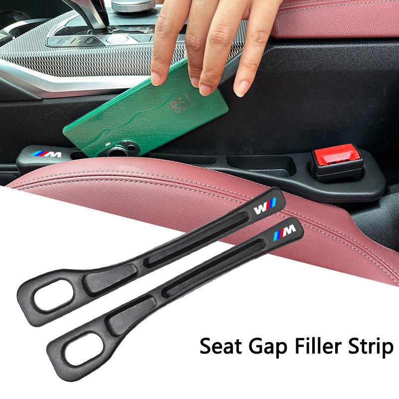 ARTO7 For BMW M 2Pcs Car Seat Gap Filler Organizer PU Waterproof Car Seat Gap Anti-leak Stopper Strip 2Slot Seat Gap Storage Organizer