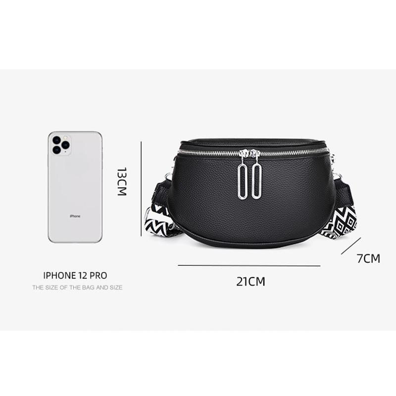 Fashion Genuine Cowhide Leather Saddle Bag for Women Luxury Messenger Bag Versatile Shoulder Handbag