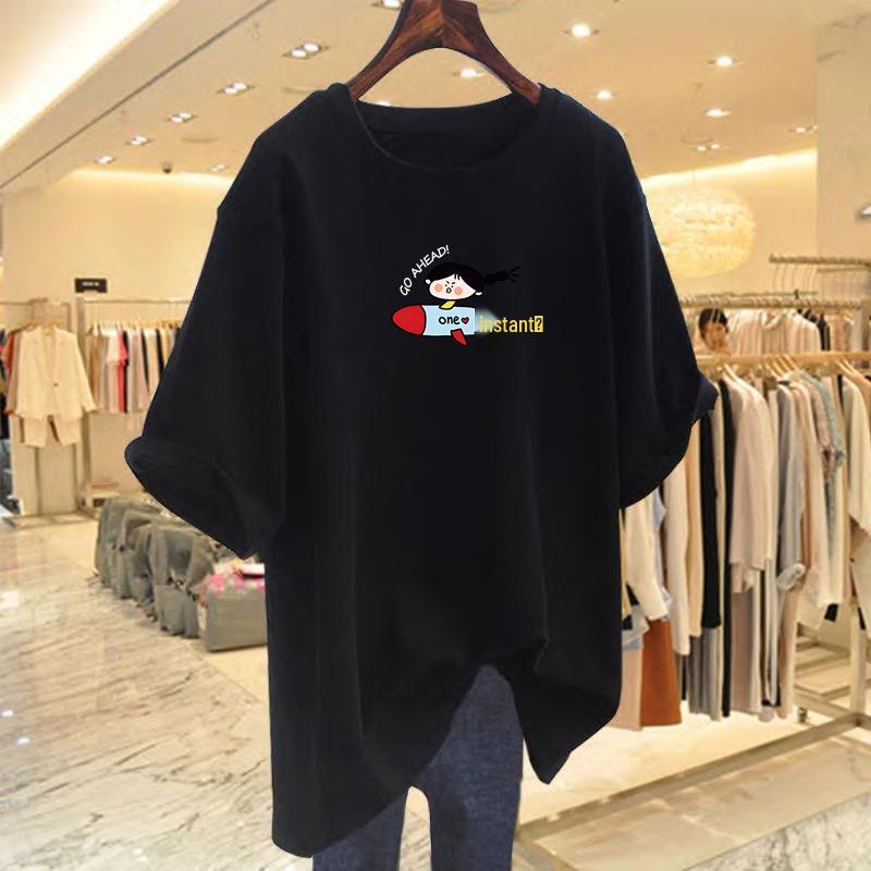 Women's Oversized Grey Cotton T-Shirt - Short Sleeve Summer 2025 Casual European Style