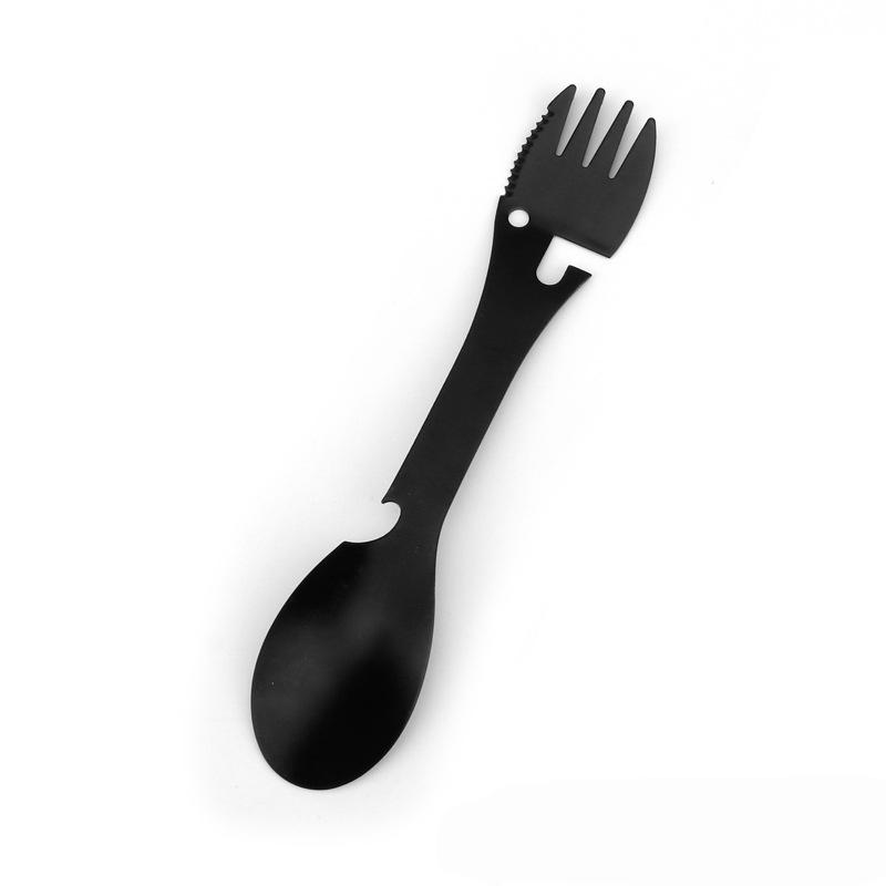 7 in 1 Multifunktionales Outdoor-Geschirr Edelstahl Faltbare Gabel Löffel Messer Picknick Camping Wandern Reisen Essgeschirr
