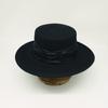 French Elegant Retro Black Woolen Flat Top Top Hat Women'S Autumn And Winter British Retro Versatile Wide Brim Felt Foreign Trade