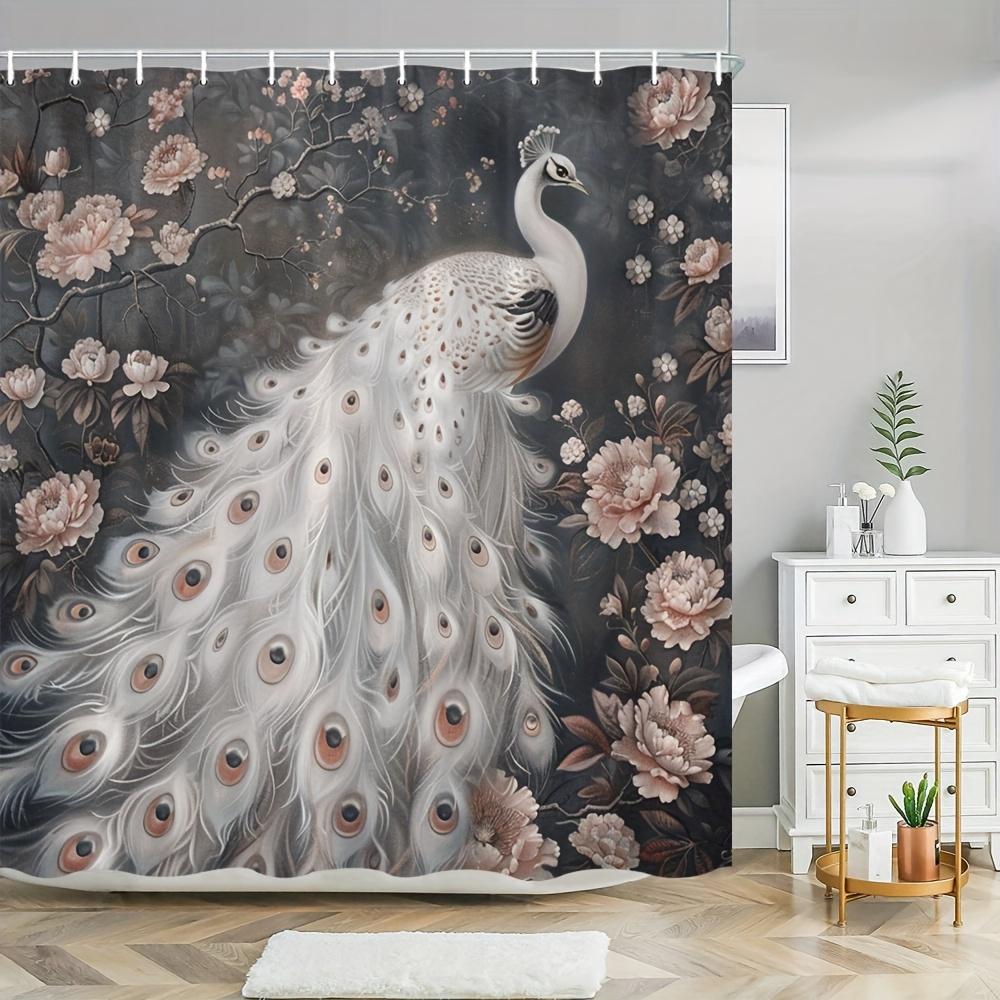 Peacock Elegant Shower Curtain - The majestic bird in the garden hangs on the wall of the living room, bedroom decoration W90XH180cm
