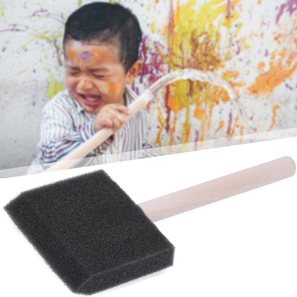 4pcs Sponge Foam Brush Multifunctional Foam Set Paint Sponge Brush With Wooden Handle Easy To Clean For Painting Graffities