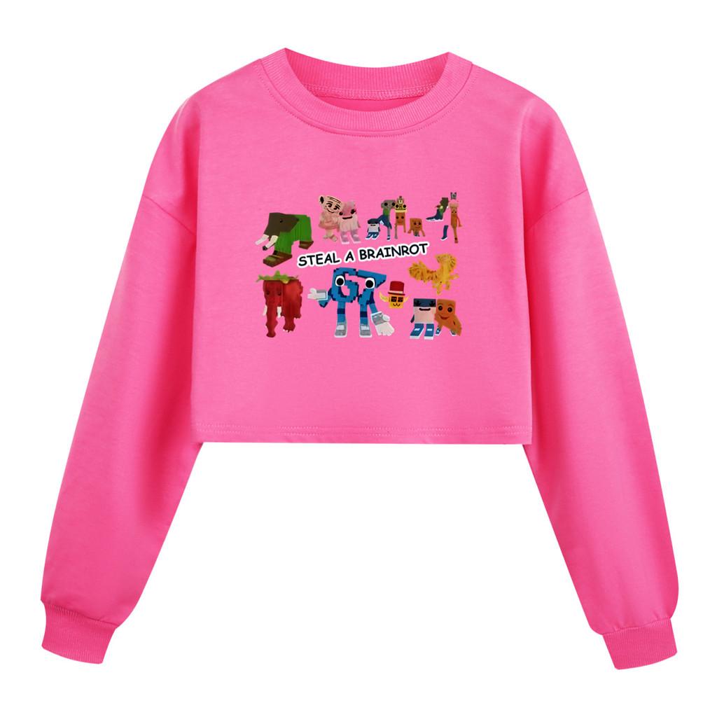 

5214 Детский Девочки Украсть Мозговую гниль 67 Шесть Семь Принтованный Повседневный С Длинными Рукавами Круглый Вырез Свитшот Топ 170cm розы красного