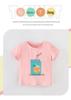 Girls' Summer Cartoon Print Round Neck T-Shirt