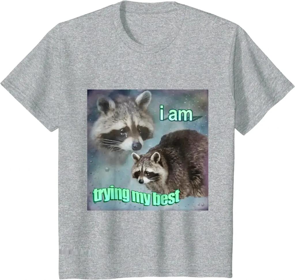 Funny 3 Racoon Moon Howling Raccoon Head Funny for Men Women Kid T-Shirt Casual Cotton Daily Four Seasons Tees Tshirt Streetwear