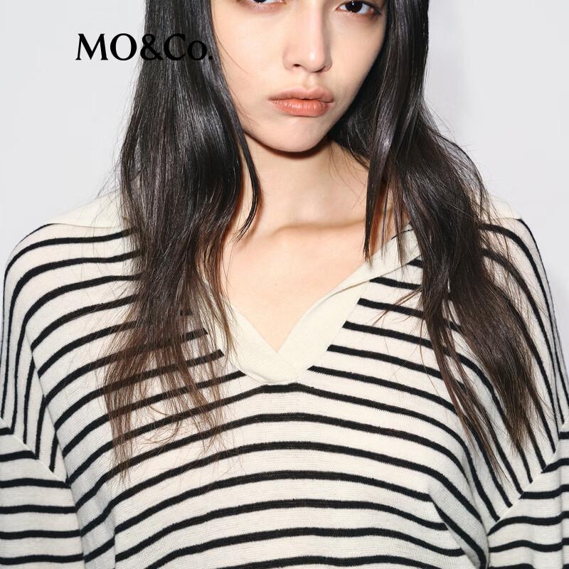 MO&Co. Striped Loose Fit Wool Sweater