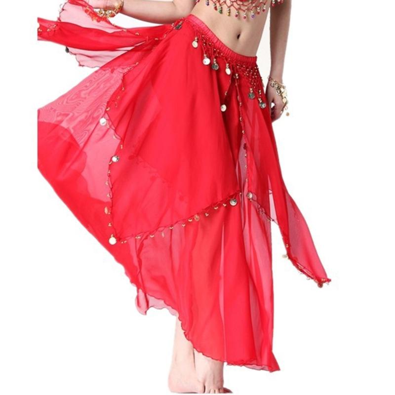Elastic Waist Belly Dance Skirt With Dangling Coins Loose Design Fashion Costume Accessory For Shows And Parties