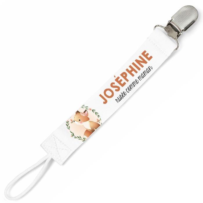 Planetee Attache tétine pour prénom JOSEPHINE rusee comme Maman Renard | Attache sucette cadeau naissance
