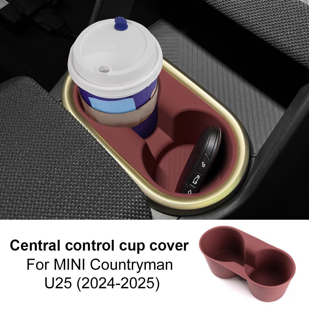 Silicone Water Cup Holder Storage Box for Mini Countryman U25 JCW 2024-2025 - Shock-Absorbing Cup Tray