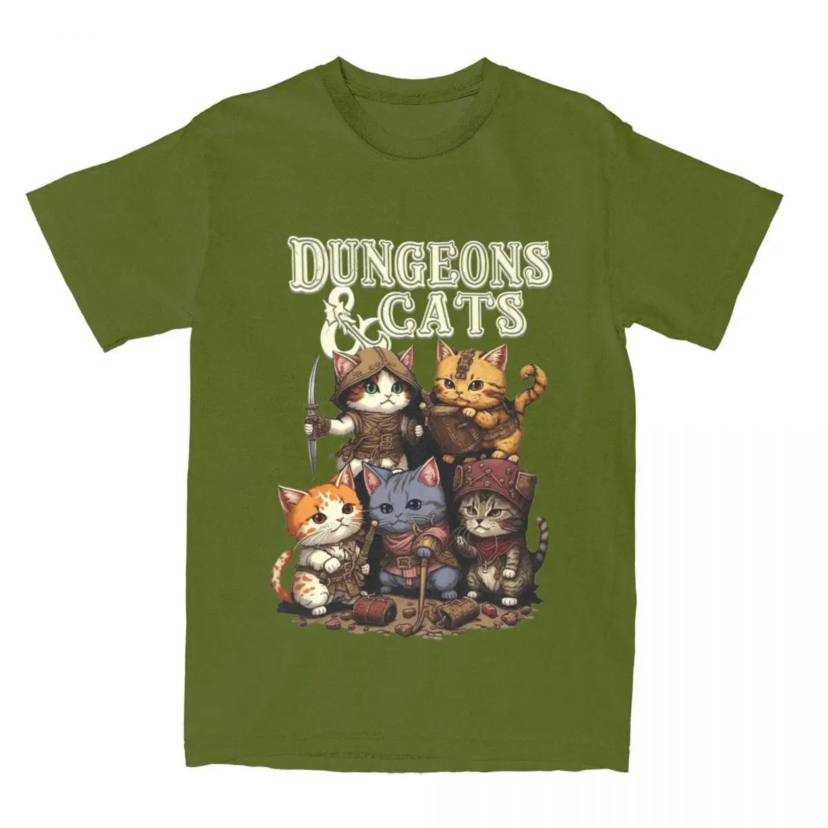 Мужская женская футболка Dungeon Dragon Cats, одежда Kawaii Cat, футболка из чистого хлопка, забавная футболка на все сезоны S