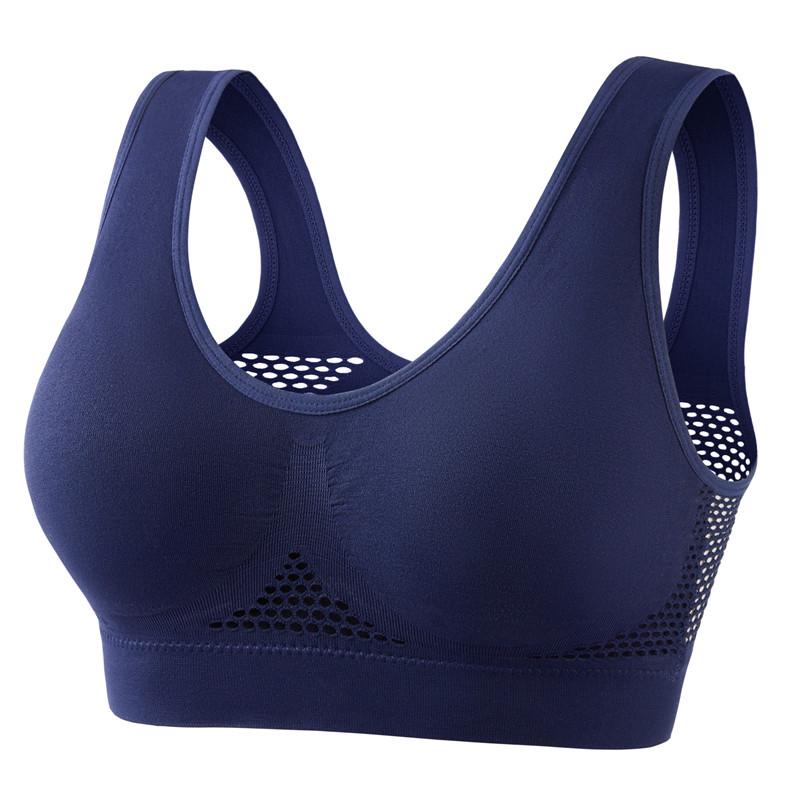 Breathable No-Steel-Ring Mesh Sports Bra: Shockproof Yoga & Running Support in Large Sizes