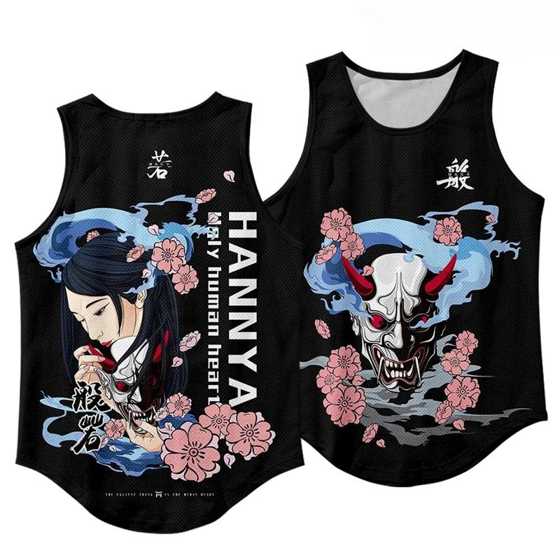 Summer Round Neck 3D Chinese Mythical Beast Printed Top Fashionable Casual Sleeveless Vest Men's T-shirts