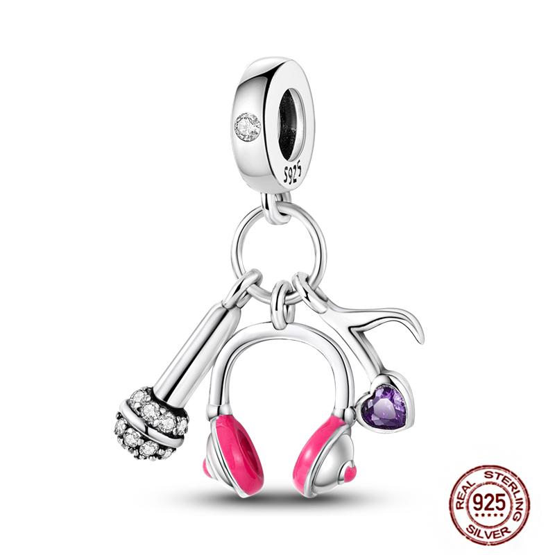 Pink Purple Series Charms Copper Murano Glass Butterfly Animal Paw Print Clasp Charm Beads Fit Original Bracelet Diy Jewelry