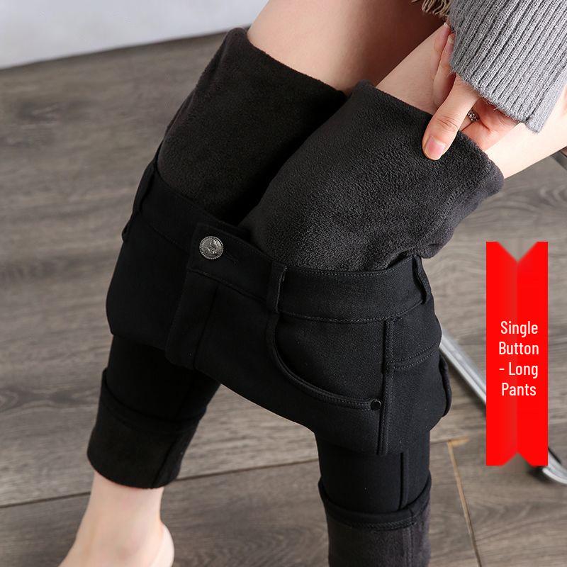 Schwarze Samt-Leggings mit hohem Bund für Damen, Skinny Fit, Übergröße, Schlankmachend, Warme Oberbekleidung für Herbst/Winter