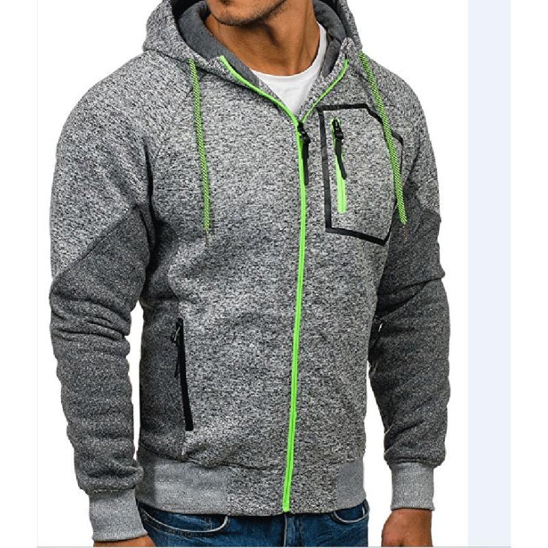 

Новая мужская повседневная толстовка с цветными блоками, флисовый кардиган, куртка с капюшоном 2 3XL