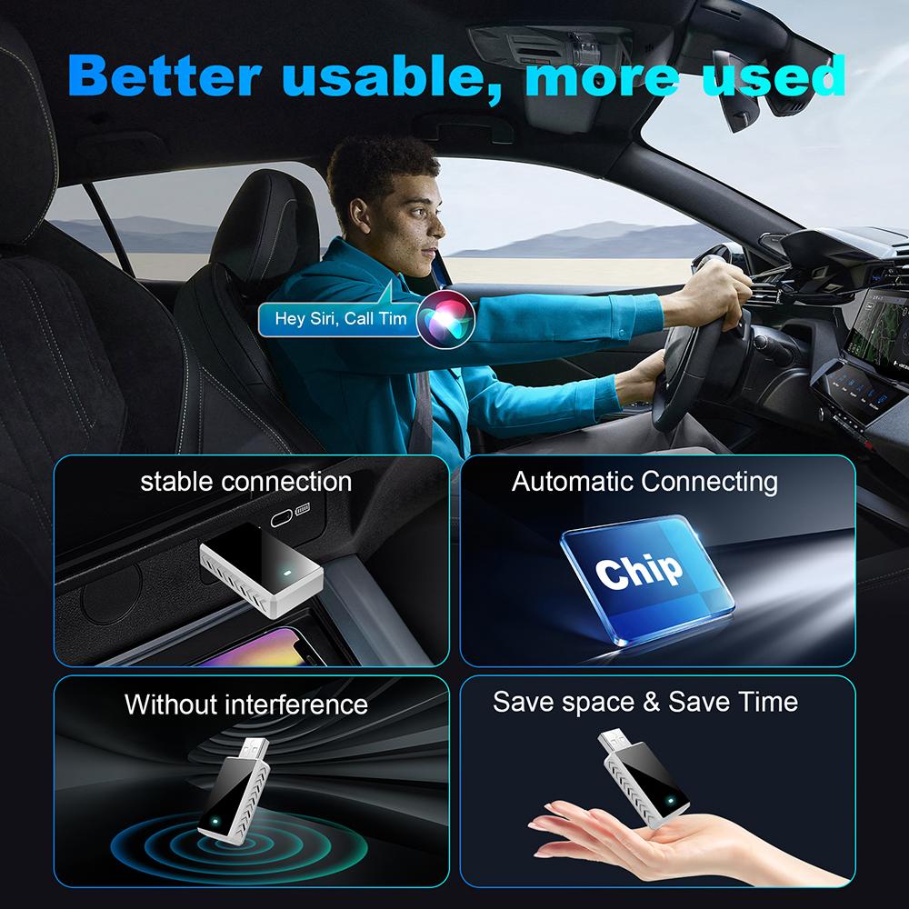 LEXXSON 2 In 1 Mini Carplay Wireless Adapter Seamless Integration Android Auto For Apple USB Type-C Dongle In Universal Car