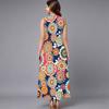 Ladies Plus Size Sleeveless Crew Neck Dress Delicate Mini Floral Flowy Mid Length Gown