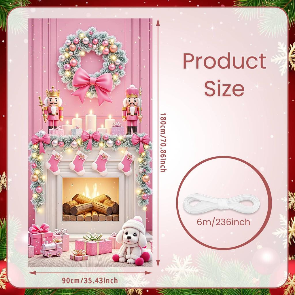 Snowman Display Pink Christmas Banner Winter Backdrop Snowman Pattern Snow Scene Display For Christmas Party Mall Decoration