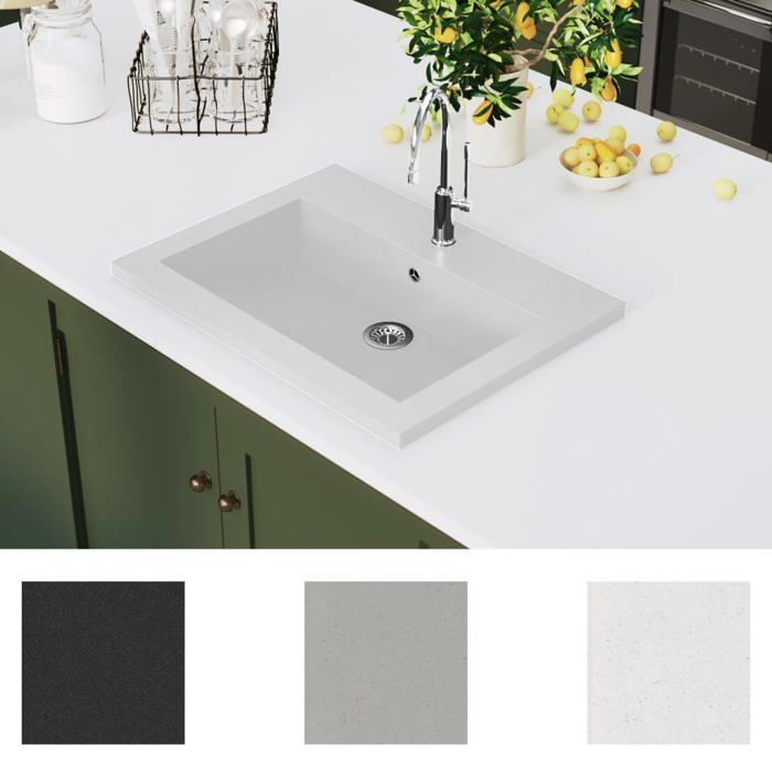 VidaXL Washbasin In White Granite Hand Basin Toilet Bathroom Sink 142964