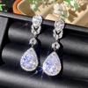 Huitan Brilliant CZ Hanging Earrings for Women Temperament Elegant Female Accessories Copper Color Engagement Wedding Zircon