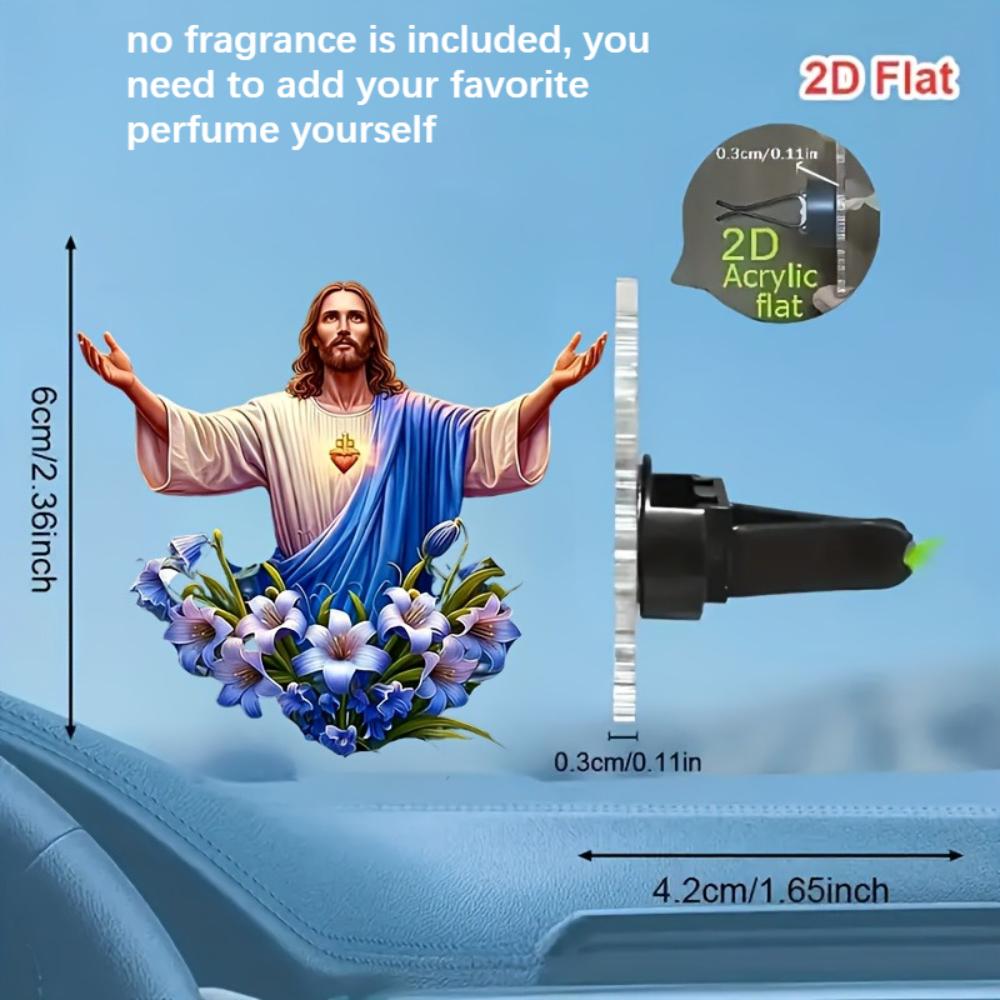 2D Flat Sacred Car Vent Clip Decorative Diffuser (fragrance Not Included), Car Interior Decoration, Aromatherapy Clip, Ideal for Holiday Gifts