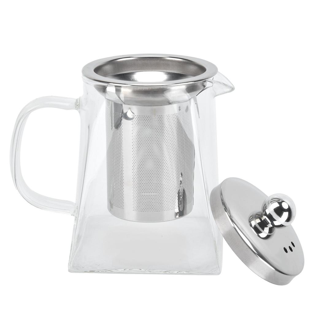 Transparent Glass Teapot with Removable 304 Stainless Steel Filter Tea Kettle for Home Office