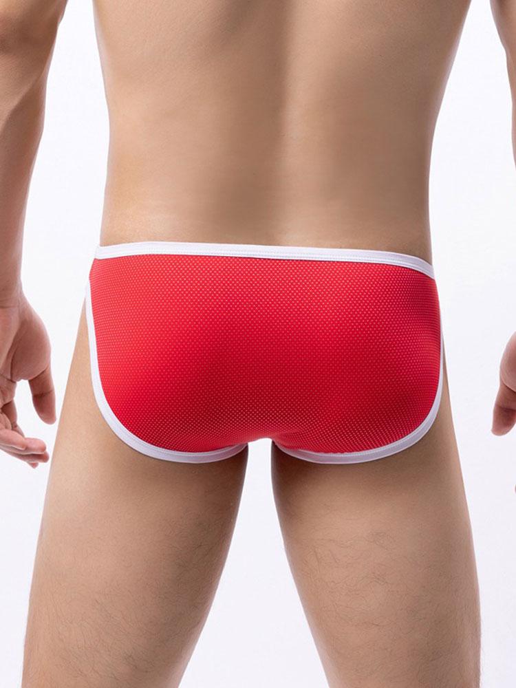 Men'S Low Waist Panties Patchwork Bikini Underwear Sexy Hollow Out Breathable Man Briefs U Bulge Pouch Sheath Underpants