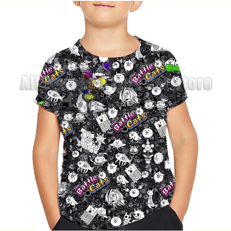 Game The Battle Cats T Shirt Banban Garden O-Neck Tshirt Cartoon Tops Tees Children Anime T-shirt Summer Clothes Camiseta