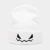Halloween Pumpkin Demon Embroidered Orange Knit Beanie Unisex Fun Novelty Hat