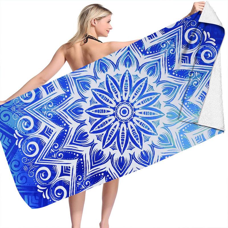 Mantra Beach Collection Digital-printed Polyester Superfine Fiber Double-sided Fleece Beach Vacation Bath Towel, Beach Towel