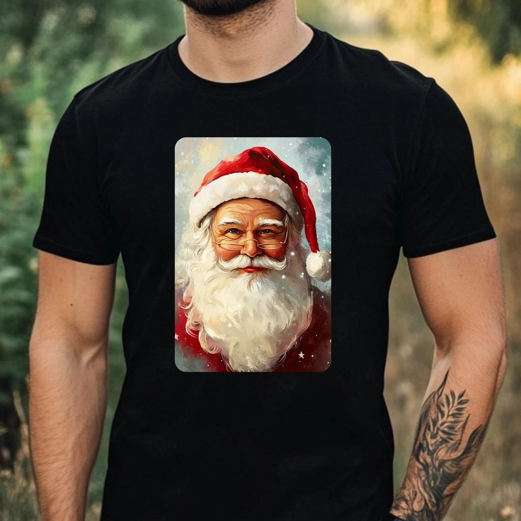 T-Shirt Herren Weihnachtsmann Portrait Motiv Baumwolle Größe XS bis 5XL