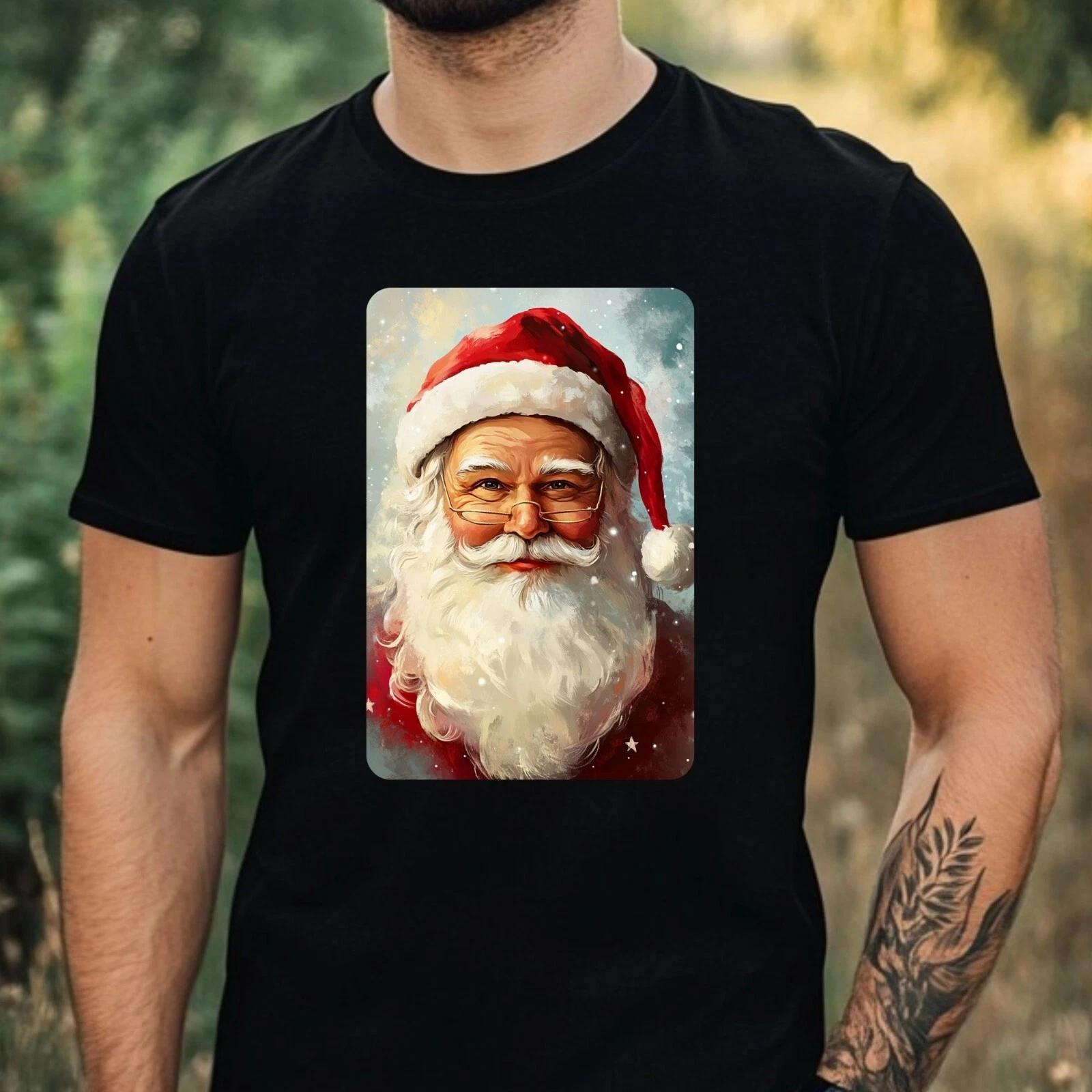 T-Shirt Herren Weihnachtsmann Portrait Motiv Baumwolle Größe XS bis 5XL XXXXL
