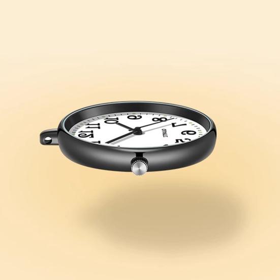 Watch Keychain Circular Dial High Precision Quartz Movement Pointer Silent Watch Compact Hook Keyring Watch