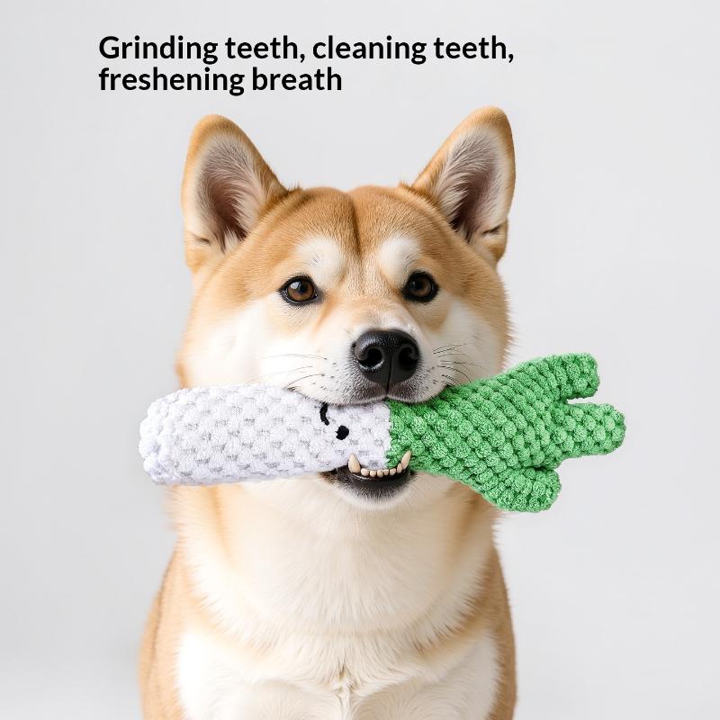 Cute Plush Vegetable Dog Toy Squeaky Broccoli Eggplant Chew Puppy Teething Interactive Play Toy