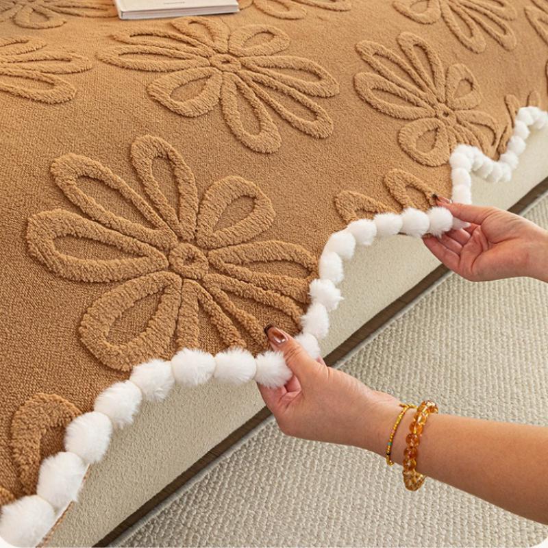 1Pcs Couch Mats Solid Color Sofa Cover Sofa Pad Autumn And Winter Thicked Jacquard Keep Warm Soft Cushion Living Room Decoration