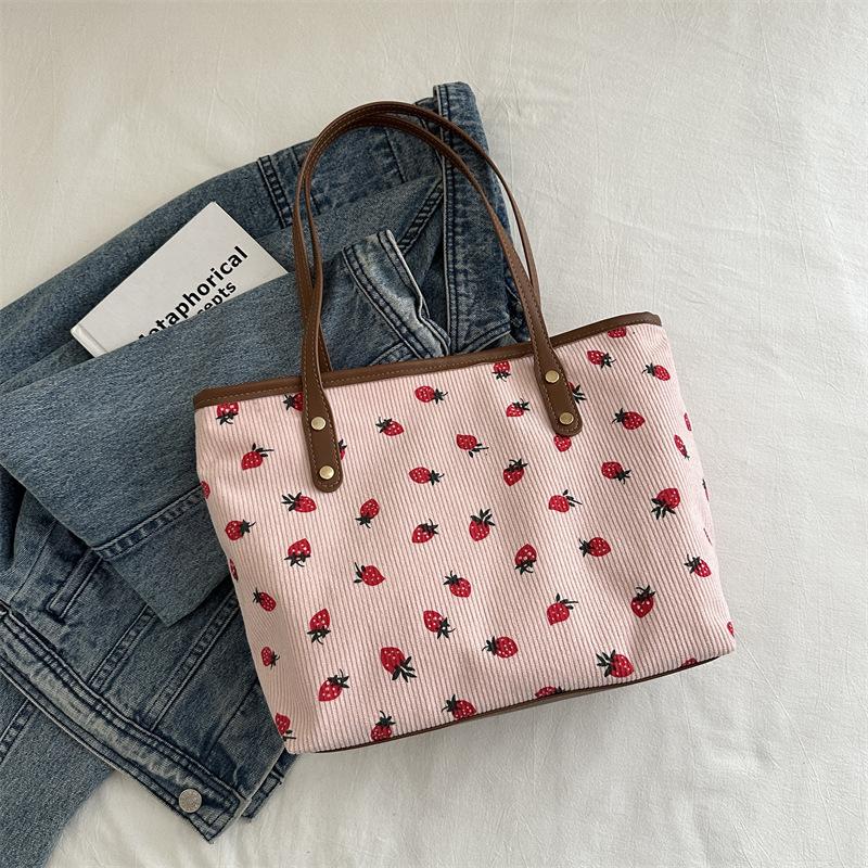 

2024 літня нова портативна сумка-тоут великої місткості, красива, проста, модна, у коледжному стилі, повсякденна, з особистістю, на плече рожевий