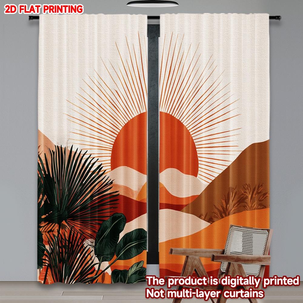 

Set Of 2 Flat Printing Happy Valentine Day Window Drapes Mountain Sunrise Creativity Digital Printed Polyester Curtains Made W100*H70(CM)-Rod Pocket&1PCS