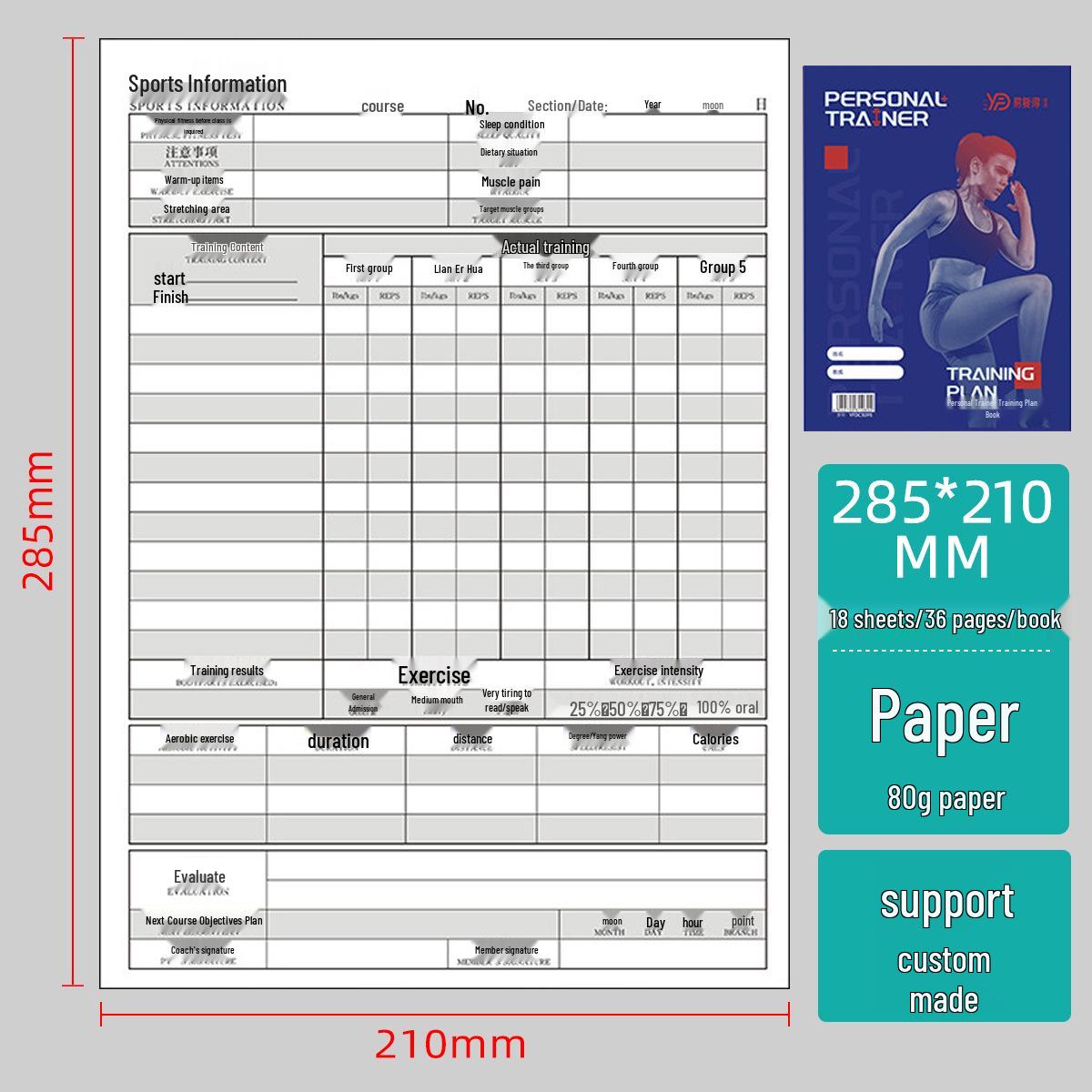 Fitness Training Logbook: Personal Trainer, Sports Data, Yoga & Gym Registration